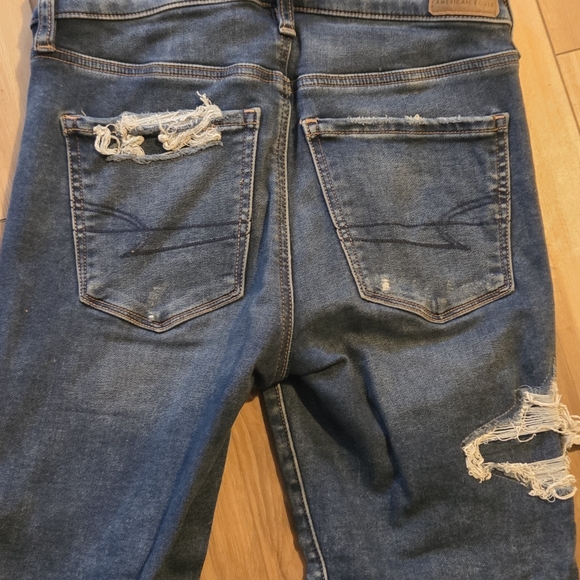 American Eagle Outfitters Ripped Blue Skinny Jeans - Picture 5 of 10